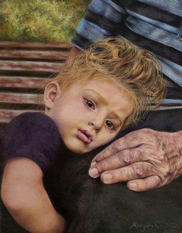 Portrait — MV-023, pastel and colored pencil by Maryam Fardinfard