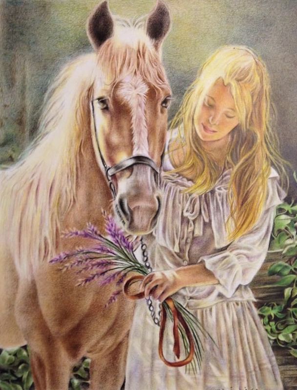 Portrait — MV-027, pastel and colored pencil by Maryam Fardinfard