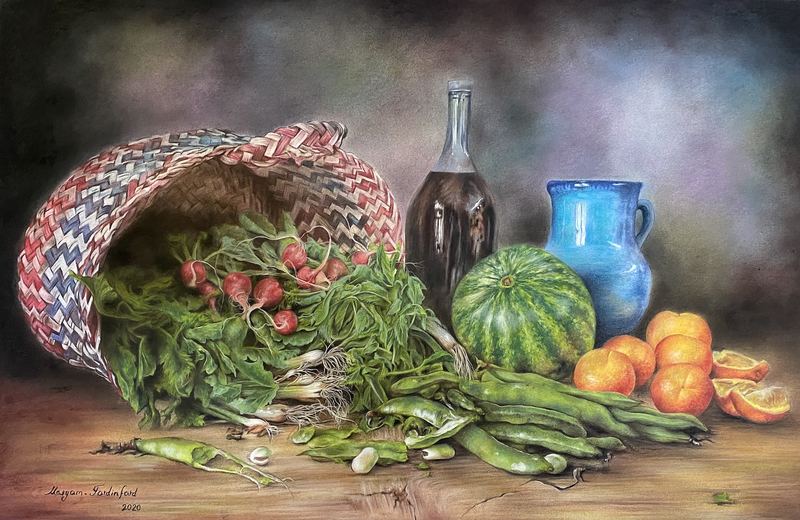 Still life — MV-029, pastel and colored pencil by Maryam Fardinfard