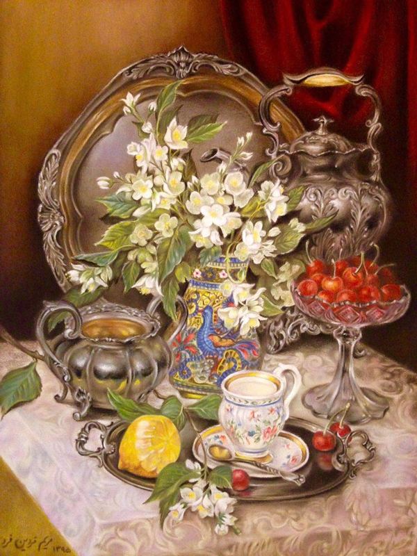 Still life — MV-031, pastel and colored pencil by Maryam Fardinfard